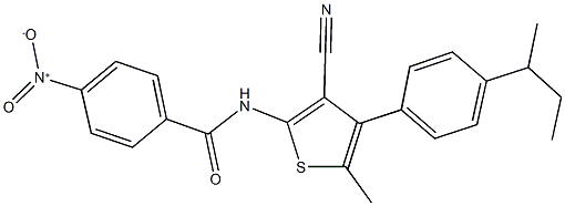 N-[4-(4-sec-butylphenyl)-3-cyano-5-methyl-2-thienyl]-4-nitrobenzamide Struktur