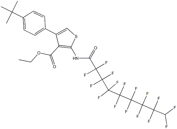 ethyl 4-(4-tert-butylphenyl)-2-[(2,2,3,3,4,4,5,5,6,6,7,7,8,8,9,9-hexadecafluorononanoyl)amino]-3-thiophenecarboxylate Struktur