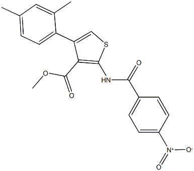 methyl 4-(2,4-dimethylphenyl)-2-({4-nitrobenzoyl}amino)-3-thiophenecarboxylate Struktur