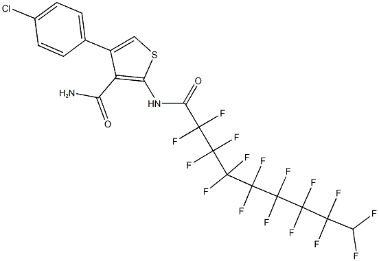 4-(4-chlorophenyl)-2-[(2,2,3,3,4,4,5,5,6,6,7,7,8,8,9,9-hexadecafluorononanoyl)amino]-3-thiophenecarboxamide Struktur