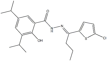 N'-[1-(5-chloro-2-thienyl)butylidene]-2-hydroxy-3,5-diisopropylbenzohydrazide Struktur