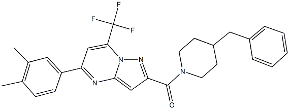 2-[(4-benzyl-1-piperidinyl)carbonyl]-5-(3,4-dimethylphenyl)-7-(trifluoromethyl)pyrazolo[1,5-a]pyrimidine Struktur