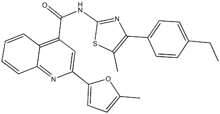 N-[4-(4-ethylphenyl)-5-methyl-1,3-thiazol-2-yl]-2-(5-methyl-2-furyl)-4-quinolinecarboxamide Struktur