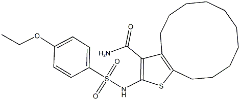 2-{[(4-ethoxyphenyl)sulfonyl]amino}-4,5,6,7,8,9,10,11,12,13-decahydrocyclododeca[b]thiophene-3-carboxamide Struktur