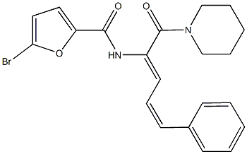 5-bromo-N-[4-phenyl-1-(1-piperidinylcarbonyl)-1,3-butadienyl]-2-furamide Struktur