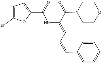 5-bromo-N-[1-(4-morpholinylcarbonyl)-4-phenyl-1,3-butadienyl]-2-furamide Struktur