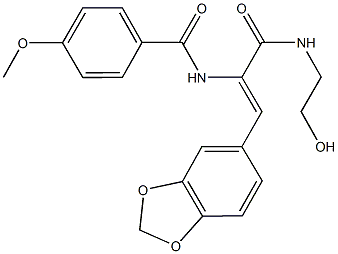 N-(2-(1,3-benzodioxol-5-yl)-1-{[(2-hydroxyethyl)amino]carbonyl}vinyl)-4-methoxybenzamide Struktur