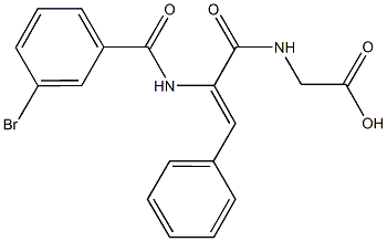 ({2-[(3-bromobenzoyl)amino]-3-phenylacryloyl}amino)acetic acid Struktur