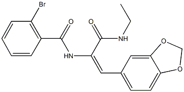 N-{2-(1,3-benzodioxol-5-yl)-1-[(ethylamino)carbonyl]vinyl}-2-bromobenzamide Struktur