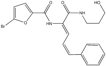 5-bromo-N-(1-{[(3-hydroxypropyl)amino]carbonyl}-4-phenyl-1,3-butadienyl)-2-furamide Struktur