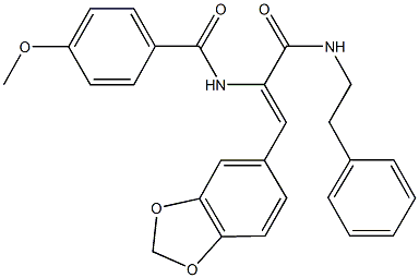 N-(2-(1,3-benzodioxol-5-yl)-1-{[(2-phenylethyl)amino]carbonyl}vinyl)-4-methoxybenzamide Struktur