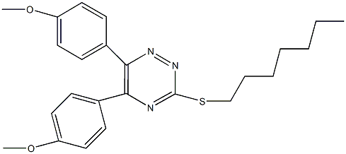 3-(heptylsulfanyl)-5,6-bis(4-methoxyphenyl)-1,2,4-triazine Struktur