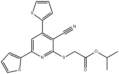 1-methylethyl [(3-cyano-4,6-dithien-2-ylpyridin-2-yl)sulfanyl]acetate Struktur