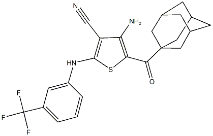 4-amino-5-(tricyclo[3.3.1.1~3,7~]dec-1-ylcarbonyl)-2-{[3-(trifluoromethyl)phenyl]amino}thiophene-3-carbonitrile Struktur