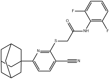 2-{[6-(1-adamantyl)-3-cyano-2-pyridinyl]sulfanyl}-N-(2,6-difluorophenyl)acetamide Struktur