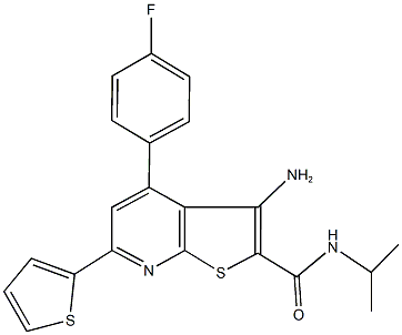 3-amino-4-(4-fluorophenyl)-N-isopropyl-6-(2-thienyl)thieno[2,3-b]pyridine-2-carboxamide Struktur