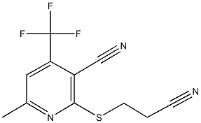 2-[(2-cyanoethyl)sulfanyl]-6-methyl-4-(trifluoromethyl)nicotinonitrile Struktur