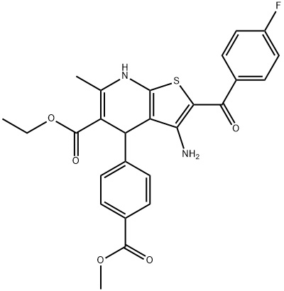 ethyl 3-amino-2-(4-fluorobenzoyl)-4-[4-(methoxycarbonyl)phenyl]-6-methyl-4,7-dihydrothieno[2,3-b]pyridine-5-carboxylate Struktur