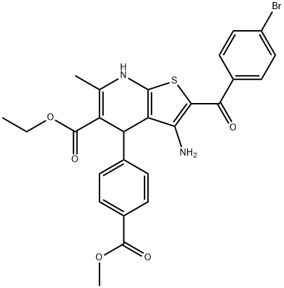 ethyl 3-amino-2-(4-bromobenzoyl)-4-[4-(methoxycarbonyl)phenyl]-6-methyl-4,7-dihydrothieno[2,3-b]pyridine-5-carboxylate Struktur