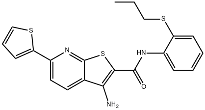 3-amino-N-[2-(propylsulfanyl)phenyl]-6-(2-thienyl)thieno[2,3-b]pyridine-2-carboxamide Struktur