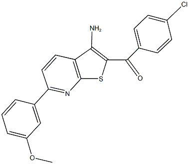 [3-amino-6-(3-methoxyphenyl)thieno[2,3-b]pyridin-2-yl](4-chlorophenyl)methanone Struktur