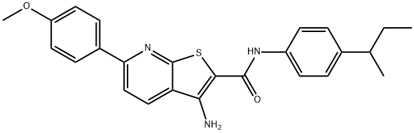 3-amino-N-(4-sec-butylphenyl)-6-(4-methoxyphenyl)thieno[2,3-b]pyridine-2-carboxamide Struktur