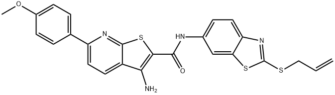 N-[2-(allylsulfanyl)-1,3-benzothiazol-6-yl]-3-amino-6-(4-methoxyphenyl)thieno[2,3-b]pyridine-2-carboxamide Struktur