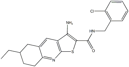 3-amino-N-(2-chlorobenzyl)-6-ethyl-5,6,7,8-tetrahydrothieno[2,3-b]quinoline-2-carboxamide Struktur