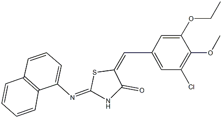 5-(3-chloro-5-ethoxy-4-methoxybenzylidene)-2-(1-naphthylimino)-1,3-thiazolidin-4-one Struktur