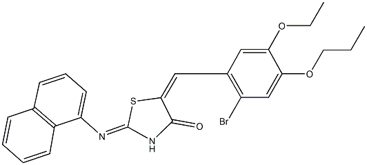 5-(2-bromo-5-ethoxy-4-propoxybenzylidene)-2-(1-naphthylimino)-1,3-thiazolidin-4-one Struktur