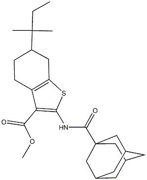 methyl 2-[(1-adamantylcarbonyl)amino]-6-tert-pentyl-4,5,6,7-tetrahydro-1-benzothiophene-3-carboxylate Struktur