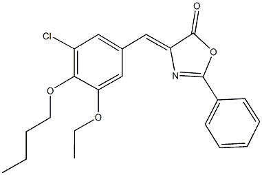 4-(4-butoxy-3-chloro-5-ethoxybenzylidene)-2-phenyl-1,3-oxazol-5(4H)-one Struktur