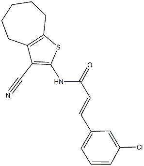 3-(3-chlorophenyl)-N-(3-cyano-5,6,7,8-tetrahydro-4H-cyclohepta[b]thien-2-yl)acrylamide Struktur