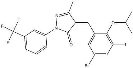 4-(5-bromo-3-iodo-2-isopropoxybenzylidene)-5-methyl-2-[3-(trifluoromethyl)phenyl]-2,4-dihydro-3H-pyrazol-3-one Struktur