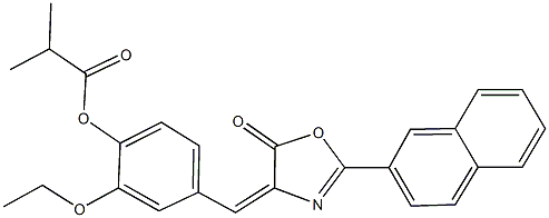 2-ethoxy-4-[(2-(2-naphthyl)-5-oxo-1,3-oxazol-4(5H)-ylidene)methyl]phenyl 2-methylpropanoate Struktur