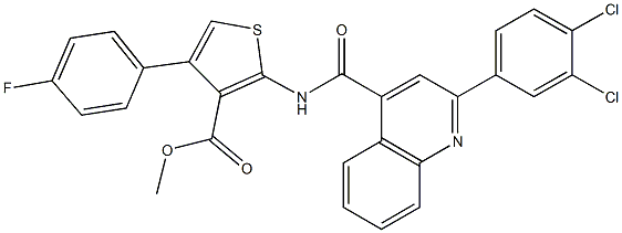 methyl 2-({[2-(3,4-dichlorophenyl)-4-quinolinyl]carbonyl}amino)-4-(4-fluorophenyl)-3-thiophenecarboxylate Struktur