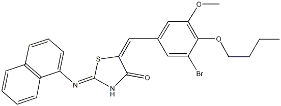 5-(3-bromo-4-butoxy-5-methoxybenzylidene)-2-(1-naphthylimino)-1,3-thiazolidin-4-one Struktur