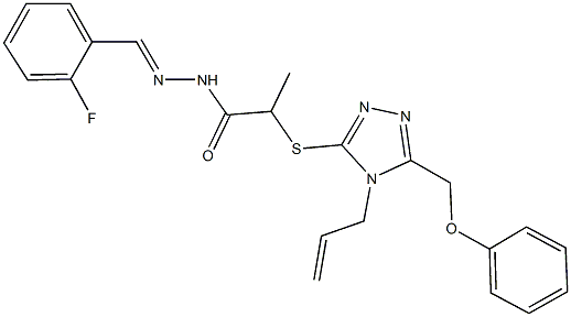 2-{[4-allyl-5-(phenoxymethyl)-4H-1,2,4-triazol-3-yl]sulfanyl}-N'-(2-fluorobenzylidene)propanohydrazide Struktur