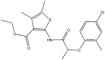 ethyl 2-{[2-(4-chloro-2-methylphenoxy)propanoyl]amino}-4,5-dimethyl-3-thiophenecarboxylate Struktur