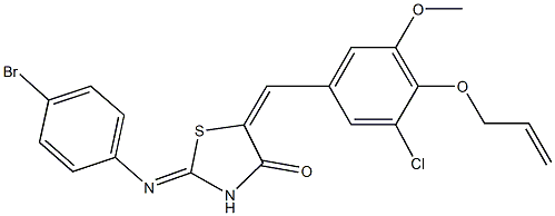 5-[4-(allyloxy)-3-chloro-5-methoxybenzylidene]-2-[(4-bromophenyl)imino]-1,3-thiazolidin-4-one Struktur