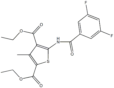 diethyl 5-[(3,5-difluorobenzoyl)amino]-3-methyl-2,4-thiophenedicarboxylate Struktur