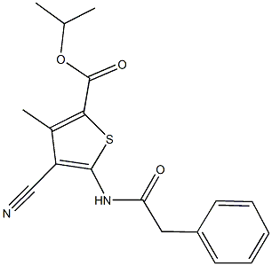 isopropyl 4-cyano-3-methyl-5-[(phenylacetyl)amino]-2-thiophenecarboxylate Struktur