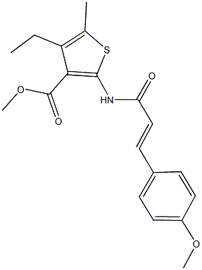 methyl 4-ethyl-2-{[3-(4-methoxyphenyl)acryloyl]amino}-5-methyl-3-thiophenecarboxylate Struktur