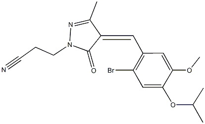 3-[4-(2-bromo-4-isopropoxy-5-methoxybenzylidene)-3-methyl-5-oxo-4,5-dihydro-1H-pyrazol-1-yl]propanenitrile Struktur