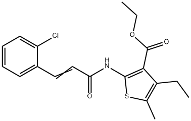 ethyl 2-{[3-(2-chlorophenyl)acryloyl]amino}-4-ethyl-5-methyl-3-thiophenecarboxylate Struktur