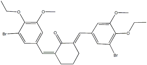 2,6-bis(3-bromo-4-ethoxy-5-methoxybenzylidene)cyclohexanone Struktur