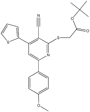 tert-butyl {[3-cyano-6-(4-methoxyphenyl)-4-thien-2-ylpyridin-2-yl]sulfanyl}acetate Struktur