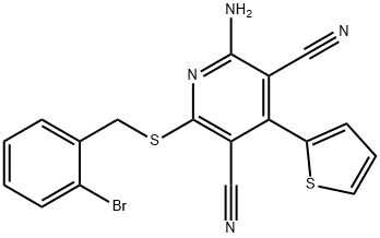 2-amino-6-[(2-bromobenzyl)sulfanyl]-4-(2-thienyl)-3,5-pyridinedicarbonitrile Struktur