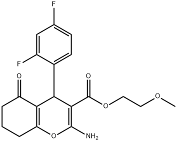 2-methoxyethyl 2-amino-4-(2,4-difluorophenyl)-5-oxo-5,6,7,8-tetrahydro-4H-chromene-3-carboxylate Struktur