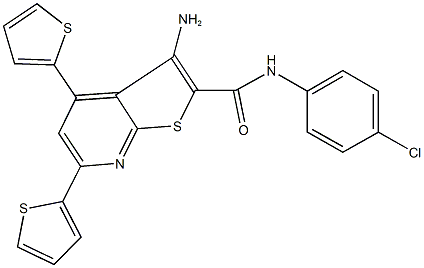 3-amino-N-(4-chlorophenyl)-4,6-di(2-thienyl)thieno[2,3-b]pyridine-2-carboxamide Struktur